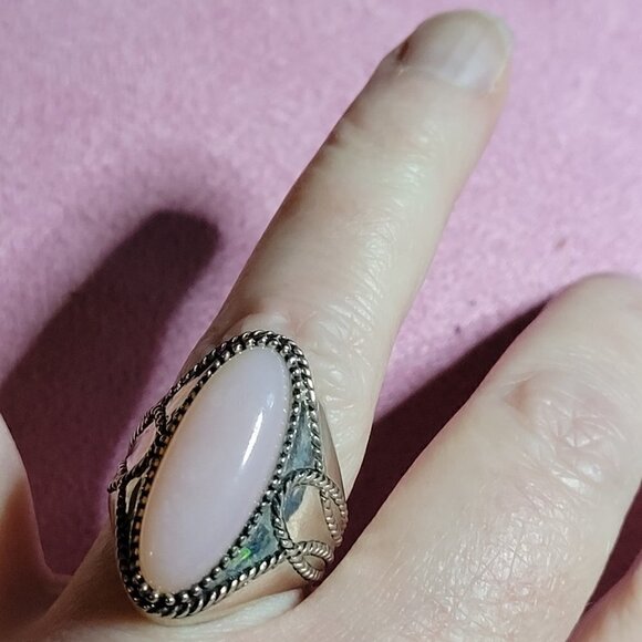 JTV Pink Opal Sterling Silver Cabochon Ring - Picture 4 of 8